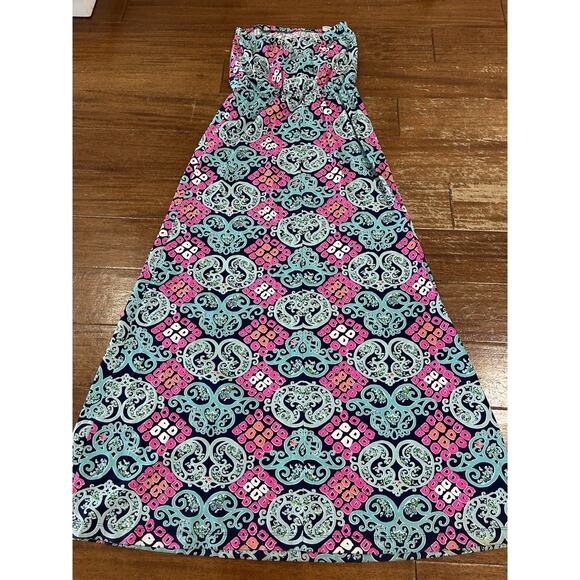 Lilly Pulitzer Dress Small Marlisa Strapless Maxi Multicolor Pima Cotton - Picture 4 of 4